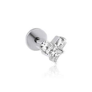 14K Natural Diamond Princess Cut Earrings