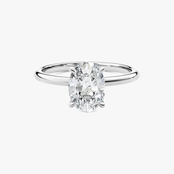 18K Solid Gold 1.00 CT Oval Cut Natural Diamond Solitaire Engagement Ring - Side View | Riyanika Jewels