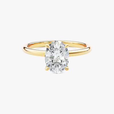 18K Solid Gold 1.00 CT Oval Cut Lab Grown Diamond Solitaire Engagement Ring | Riyanika Jewels