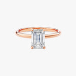 14K 1ct Natural Diamond Emerald Cut Solitaire Engagement Ring
