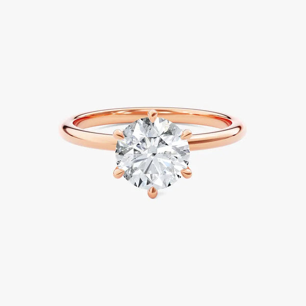 14K 1ct Natural Diamond Round Cut Solitaire Engagement Ring