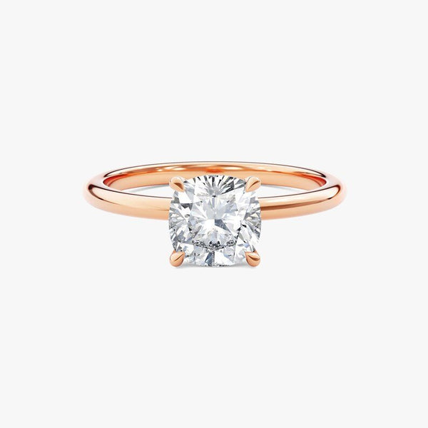 18K Solid Gold 2.00 CT Cushion Cut Lab Grown Diamond Solitaire Engagement Ring - Side View | Riyanika Jewels