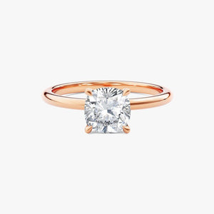 14K 1ct Lab Grown Diamond Cushion Cut Solitaire Engagement Ring