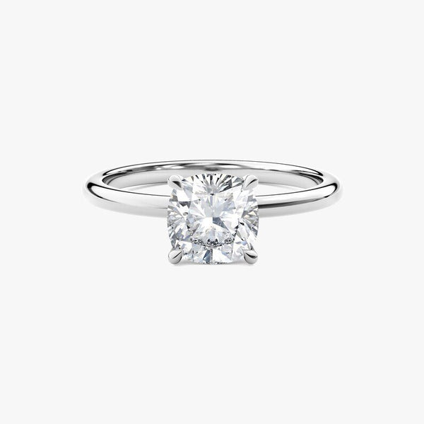 18K Solid Gold 1.00 CT Cushion Cut Lab Grown Diamond Solitaire Engagement Ring - Side View | Riyanika Jewels