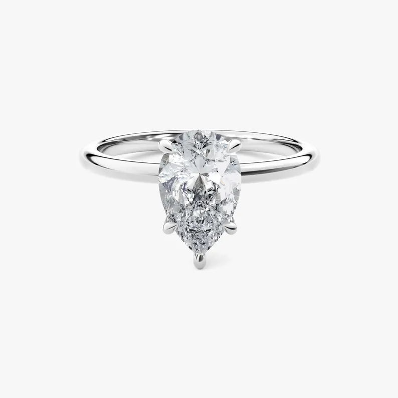 14K 2ct Lab Grown Diamond Pear Cut Solitaire Engagement Ring