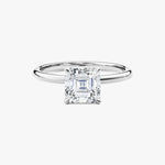 18K Solid Gold 1.00 CT Asscher Cut Natural Diamond Solitaire Engagement Ring - Side View
