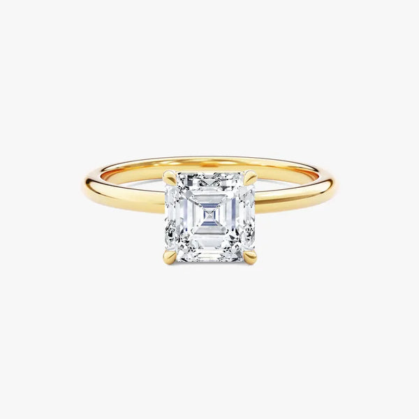 18K Solid Gold 1.00 CT Asscher Cut Natural Diamond Solitaire Engagement Ring | Riyanika Jewels