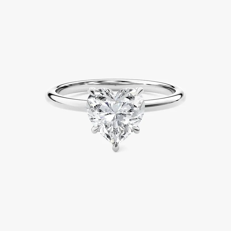 14K 1ct Lab Grown Diamond Heart Cut Solitaire Engagement Ring