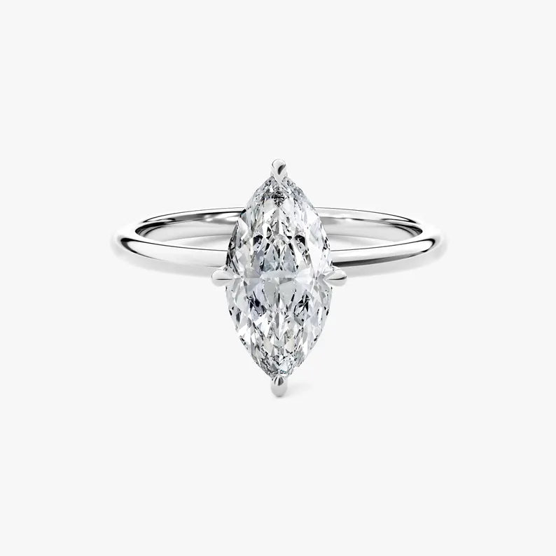 14K 1ct Lab Grown Diamond Marquise Cut Solitaire Engagement Ring