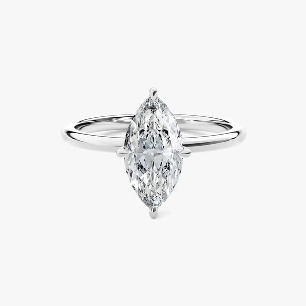 18K Solid Gold 2.00 CT Marquise Cut Solitaire Lab Grown Diamond Engagement Ring - Side View | Riyanika Jewels