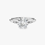 18K Solid Gold 1.00 CT Oval Cut Lab Grown Diamond Cluster Accent Engagement Ring - Detail