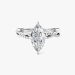 18K Solid Gold 2.00 CT Marquise Cut Twisted Natural Diamond Engagement Ring with Pave Set - Side View | Riyanika Jewels