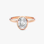 18K Solid Gold 1.00 CT Oval Cut Lab Grown Diamond Bezel Engagement Ring - Side View