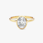 18K Solid Gold 2.00 CT Oval Cut Lab Grown Diamond Bezel Engagement Ring | Riyanika Jewels