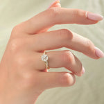 14K 1ct Lab Grown Diamond Round Cut Side Stone Engagement Ring