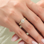14K 1ct Lab Grown Diamond Round Cut Side Stone Engagement Ring