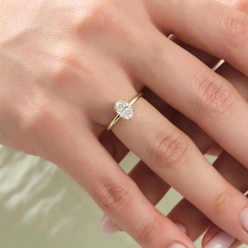 14K 2ct Lab Grown Diamond Oval Cut Solitaire Engagement Ring