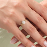 18K Solid Gold 1.00 CT Cushion Cut Lab Grown Diamond Knife Edge Engagement Ring - View 7 | Riyanika Jewels