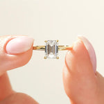 18K Solid Gold 1.00 CT Emerald Cut Natural Diamond Solitaire Engagement Ring - Close Up | Riyanika Jewels