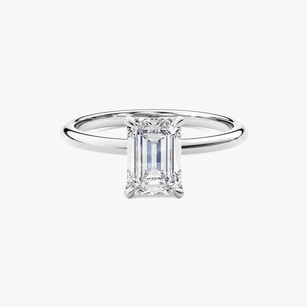 18K Solid Gold 1.00 CT Emerald Cut Lab Grown Diamond Solitaire Engagement Ring - Side View | Riyanika Jewels