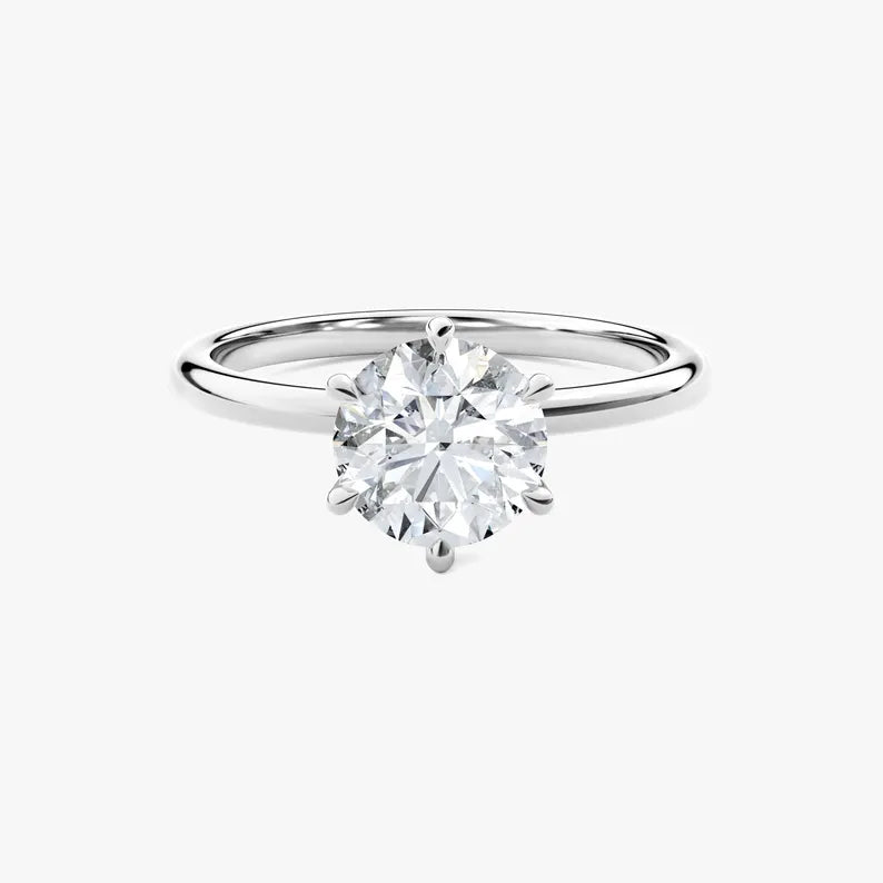 14K 2ct Lab Grown Diamond Round Cut Solitaire Engagement Ring