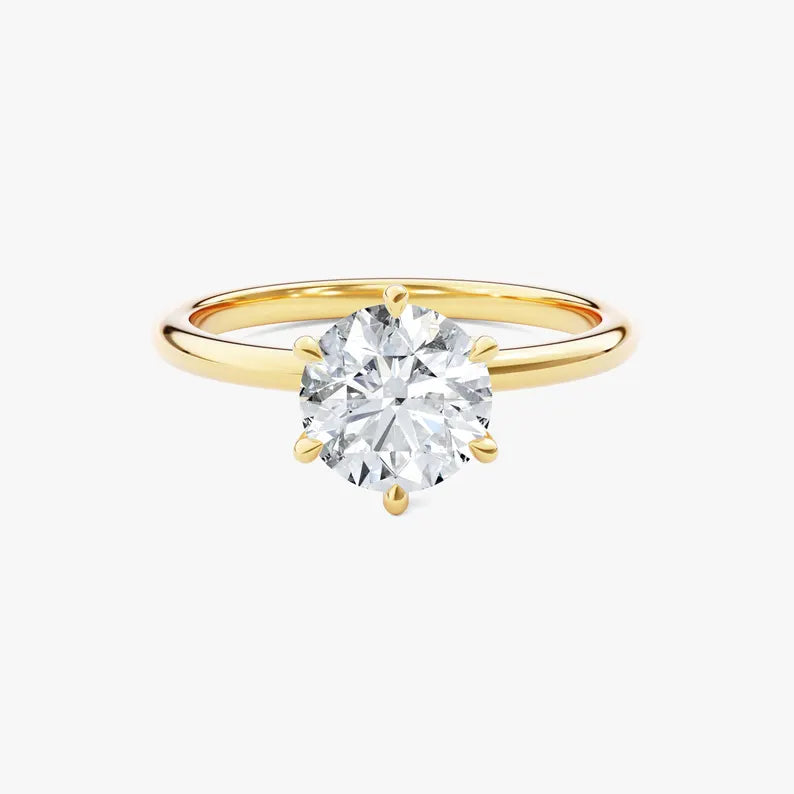 18K Solid Gold 2.00 CT Round Cut Lab Grown Diamond Solitaire Engagement Ring | Riyanika Jewels