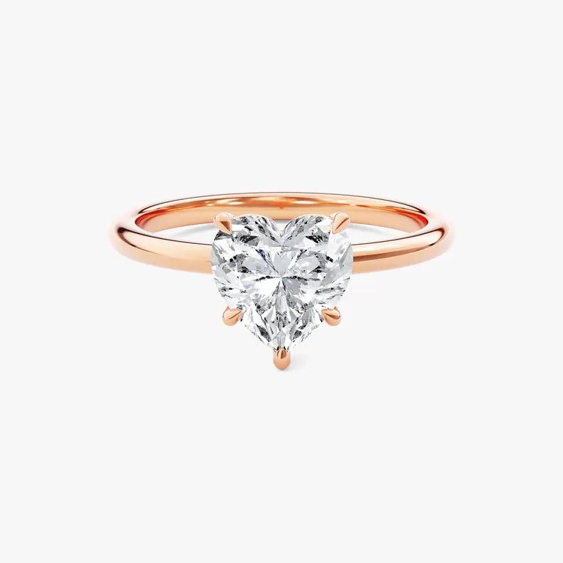 14K 1ct Lab Grown Diamond Heart Cut Solitaire Engagement Ring