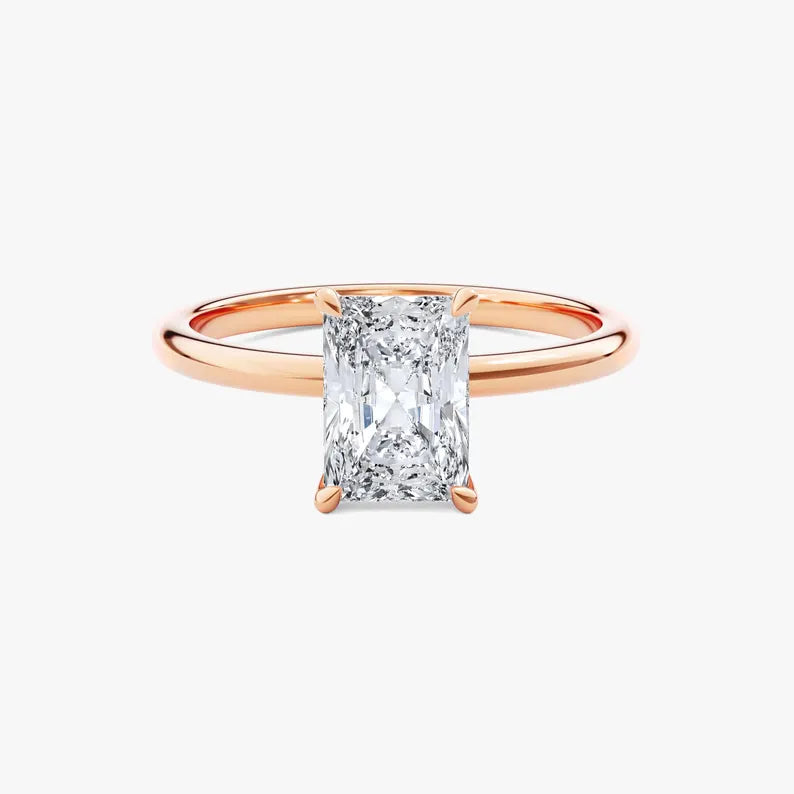 14K 2ct Lab Grown Diamond Radiant Cut Solitaire Engagement Ring