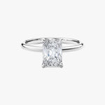 18K Solid Gold 2.00 CT Radiant Cut Natural Diamond Solitaire Engagement Ring - Side View