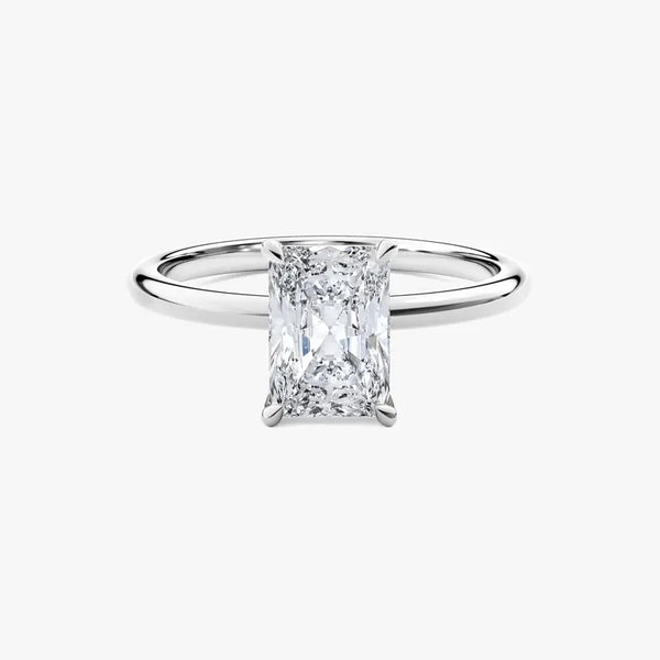 14K 2ct Natural Diamond Radiant Cut Solitaire Engagement Ring