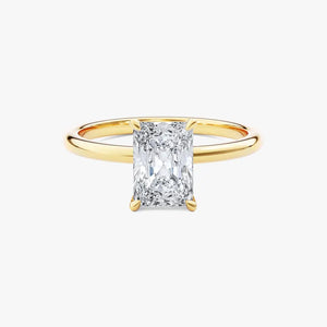 14K 1ct Natural Diamond Radiant Cut Solitaire Engagement Ring
