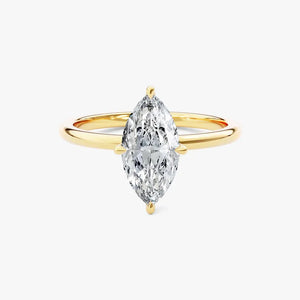 14K 1ct Natural Diamond Marquise Cut Solitaire Engagement Ring