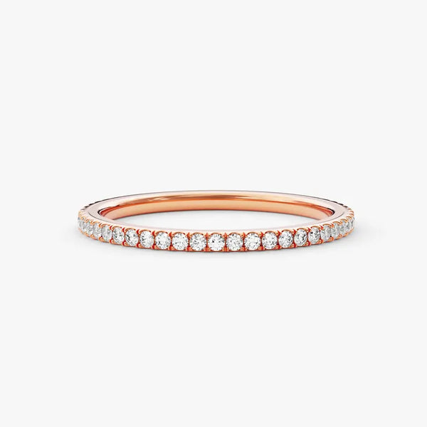 18K Solid Gold 1.00 CT 4-Prong Eternity Natural Diamond Wedding Band - Side View | Riyanika Jewels