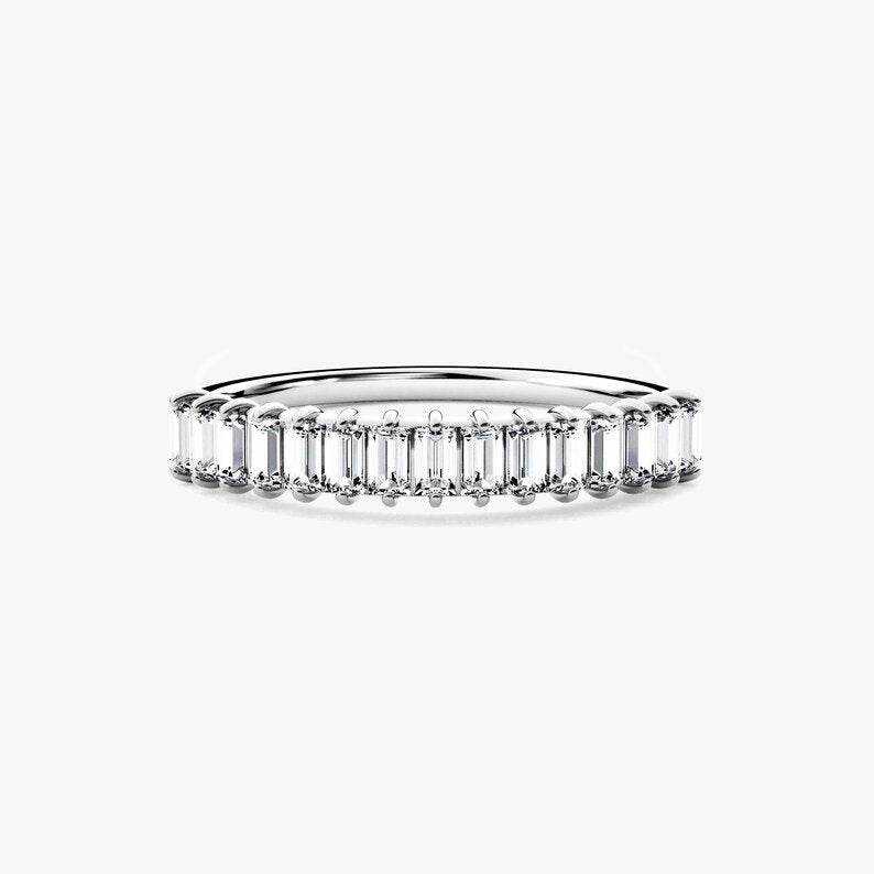 14K 2ct Natural Diamond Baguette Cut Eternity Wedding Band