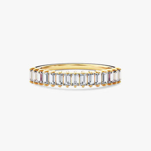 18K Solid Gold 1.00 CT Baguette Cut Half Eternity Natural Diamond Wedding Band | Riyanika Jewels