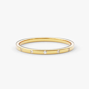 18K Solid Gold 1.00 CT Natural Diamond Flush Set Wedding Band | Riyanika Jewels
