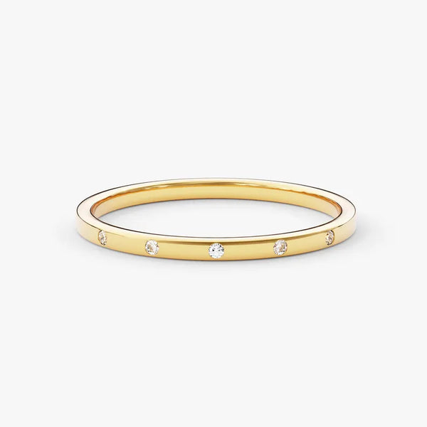 18K Solid Gold 1.00 CT Natural Diamond Flush Set Wedding Band | Riyanika Jewels