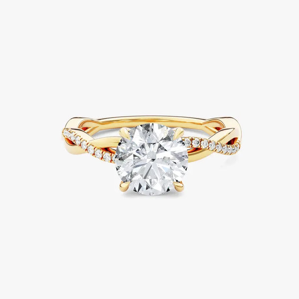18K 1ct Lab Grown Diamond Round Cut Side Stone Engagement Ring
