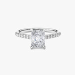 14K 1ct Lab Grown Diamond Radiant Cut Side Stone Engagement Ring