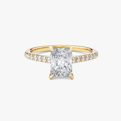 14K 2ct Natural Diamond Radiant Cut Side Stone Engagement Ring