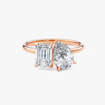14K 2ct Lab Grown Diamond Pear Cut Toi et Moi Engagement Ring