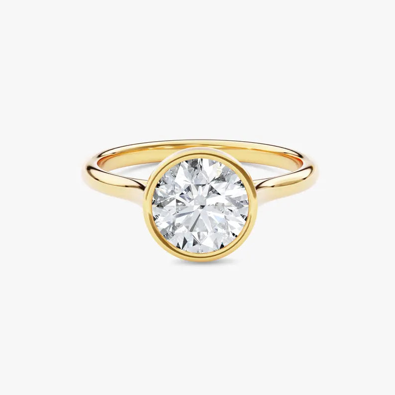 14K 2ct Natural Diamond Round Cut Solitaire Engagement Ring