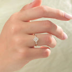 18K Solid Gold 1.00 CT Oval Cut Natural Diamond Cluster Accent Engagement Ring - View 7 | Riyanika Jewels