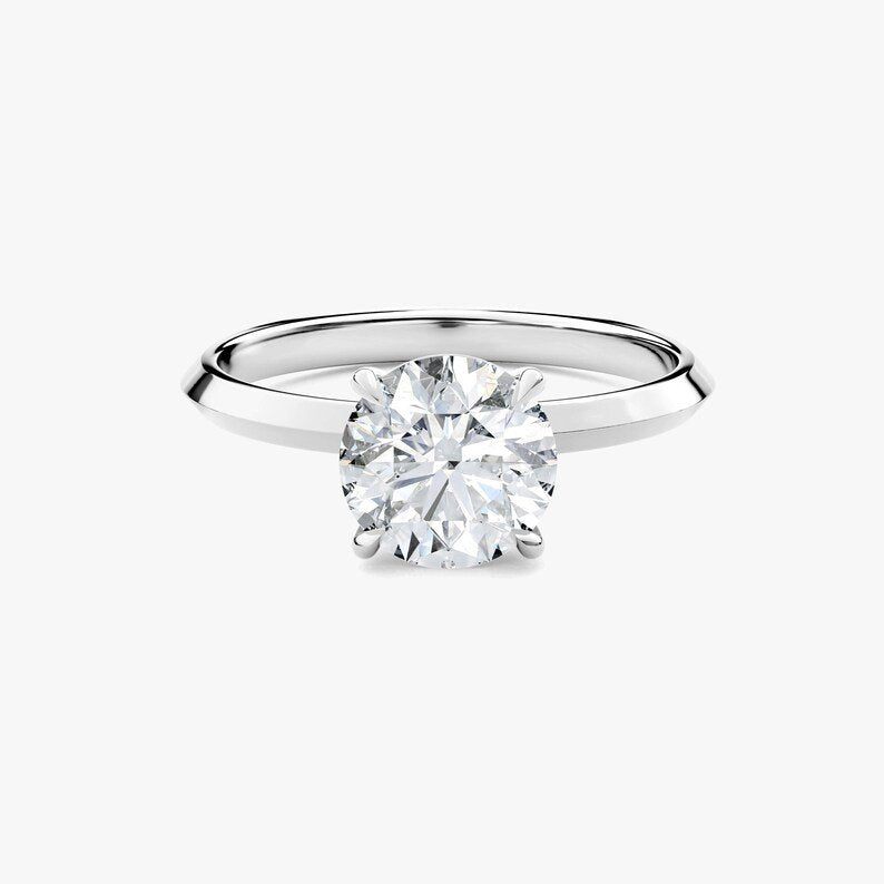 14K 1ct Lab Grown Diamond Round Cut Solitaire Engagement Ring