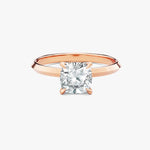 18K Solid Gold 1.00 CT Cushion Cut Lab Grown Diamond Knife Edge Engagement Ring - Detail | Riyanika Jewels