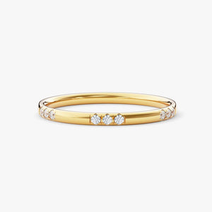 18K Solid Gold 1.00 CT Natural Diamond Nine-Stone Wedding Band | Riyanika Jewels