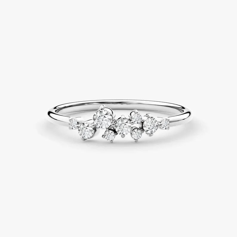 14K 2ct Natural Diamond Cluster Wedding Band