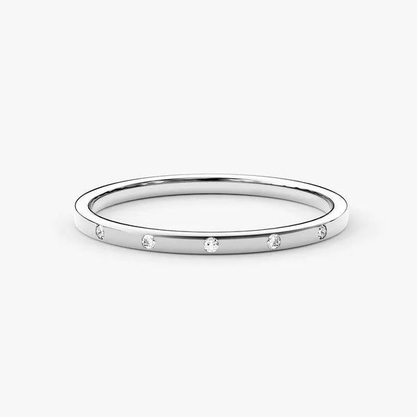 18K Solid Gold 2.00 CT Lab Grown Diamond Flush Set Wedding Band” - Side View | Riyanika Jewels