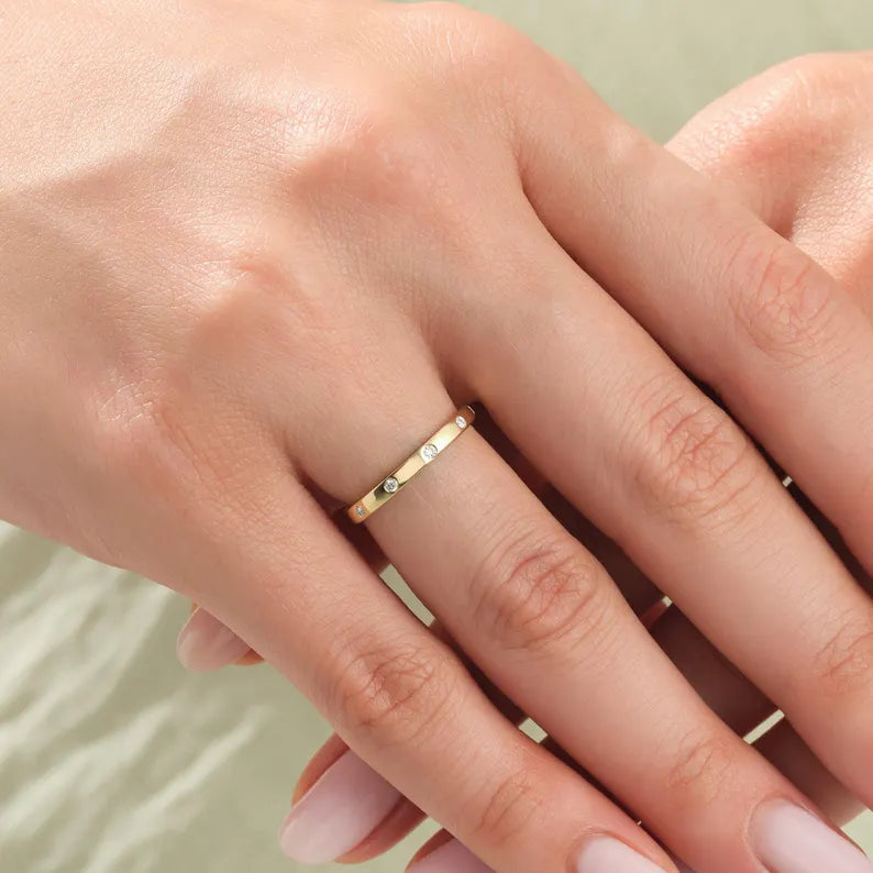 18K Solid Gold 2.00 CT Natural Diamond Flush Set Wedding Band” - View 6 | Riyanika Jewels