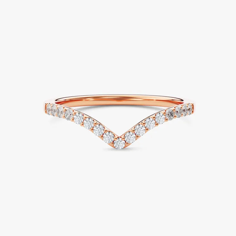 18K Solid Gold 2.00 CT Lab Grown Diamond Alternating Curved Ring - Side View | Riyanika Jewels